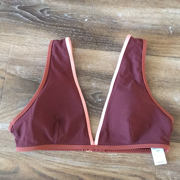 aerie Other - Aerie Wide Strap Plunge Neck Bikini Top Rust NWT
